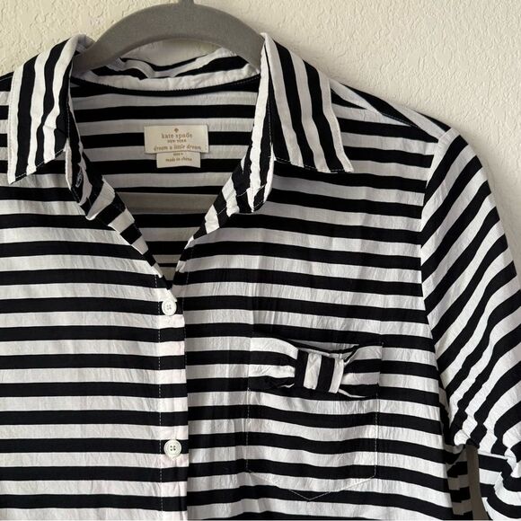 Kate Spade New York Striped Button Down Shirt Dress  Sz S‎ Loungewear Sleep Cozy - Picture 5 of 7
